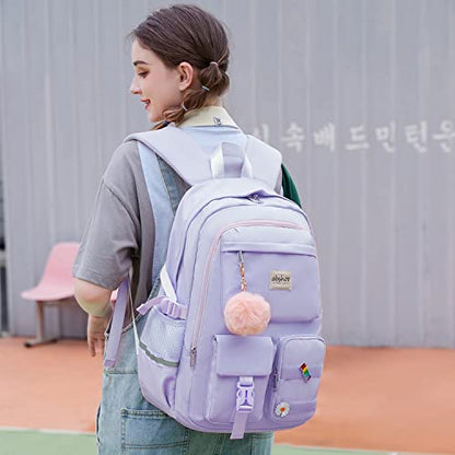 abshoo Big Student Laptop Backpack For College Women Middle High School Teen Girls Bookbag Travel Daypack (Purple) - color: Purple