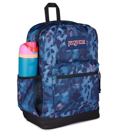 JanSport Cross Town Plus Backpack - Large Main Compartment, Side Water Bottle Pocket, 15-Inch Padded Laptop Sleeve - Ghostly Florals - color: Ghostly Florals Navy/Purple/Pink