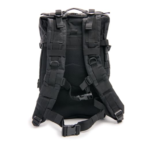 Large Laser-cut MOLLE Backpack with Pistol Retention System, Black, Modular and Lightweight Design for EDC, Range, or Tactical Use - color: Black