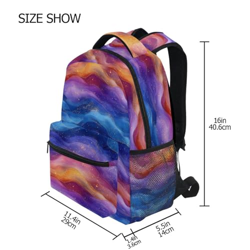 School Backpack for Men Women Waterproof Laptop Bag with Chest Strap for Travel Trip Burgundy Blue Rainbow - color: Multicolor03