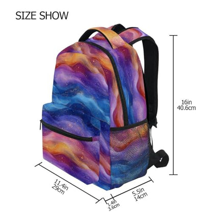 School Backpack for Men Women Waterproof Laptop Bag with Chest Strap for Travel Trip Burgundy Blue Rainbow - color: Multicolor03