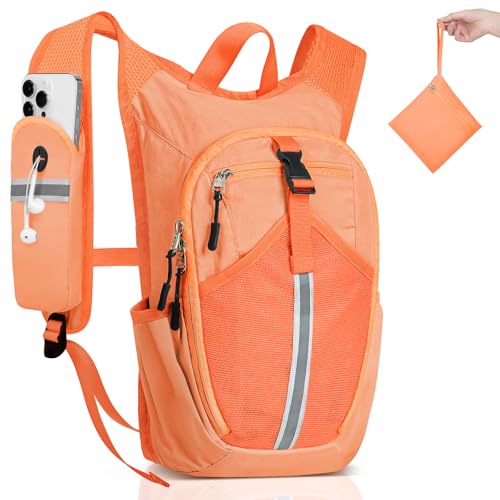 Small Hiking Backpack 15L- Lightweight Packable Foldable Backpack for Travel Camping Outdoor Commute, Compact Rucksack for Women Men(Orange) - color: Orange, size: 15L