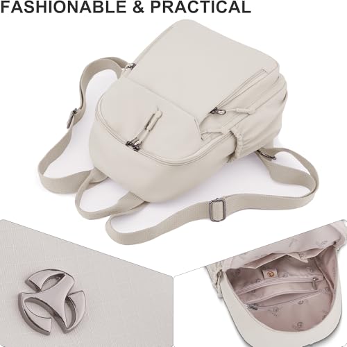 Pealwel Mini Nylon Women Backpacks,Small Ladies backpacks Lightweight Shoulder Satchel Bag Tote Handbag Casual Travel Daypack (Beige(A)) - color: Beige(a)