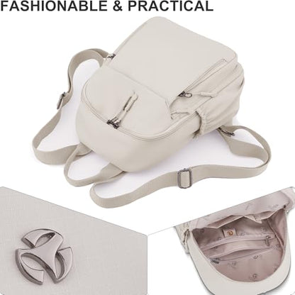 Pealwel Mini Nylon Women Backpacks,Small Ladies backpacks Lightweight Shoulder Satchel Bag Tote Handbag Casual Travel Daypack (Beige(A)) - color: Beige(a)