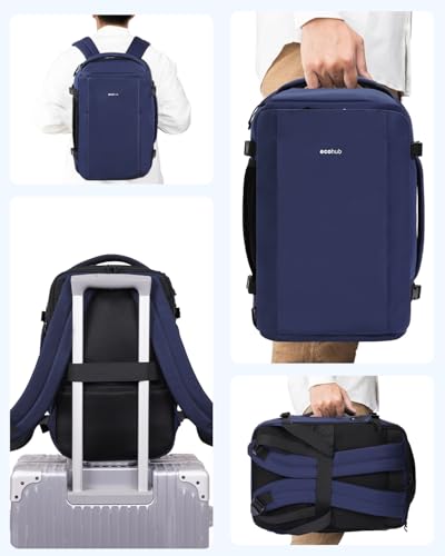 ECOHUB Anti Theft Laptop Backpack, Flight Approved Travel Bag, 30L Personal Item for Business Commute, Fits 17.3" Computer, Blue - color: Blue