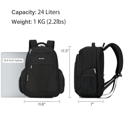 MILADA Travel Backpack For Men Laptop Backpack Women Business Carry On Backpack Airline Approved Fits 16.5 Inch Laptop Bag Work Backpack, Black - color: Black