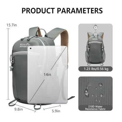 Small Hiking Backpack 20L Lightweight Waterproof Travel Camping Daypack - color: Gray