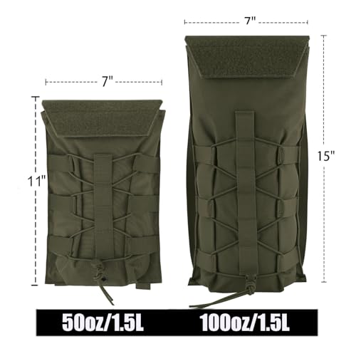 PETAC GEAR 1.5L / 3L Tactical Hydration Pack，Molle Carrier Pouch for 50 oz /100 oz Hydration Bladder Daypack Water Backpack. - color: RG, size: 3L combination set