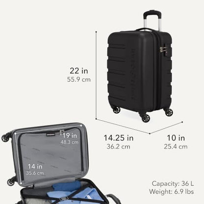 SWISSGEAR Signature Hardside Expandable Carry-On Spinner & Mini Weekender Tote Set, ABS Construction, TSA-Friendly Lock, Black, 2-Piece Set (19-Inch/Mini Weekender Tote) - color: Black, size: 2-Piece Set (Mini Weekender/19")