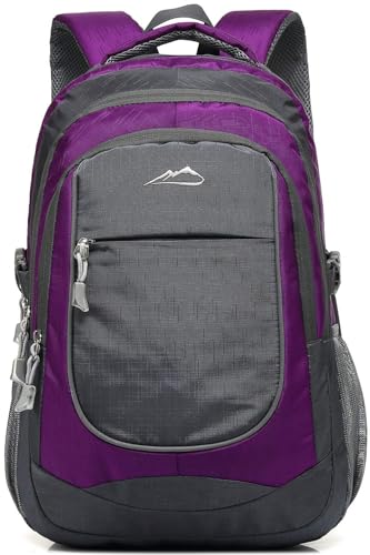 ProEtrade Backpack Bookbag for College Sturdy Travel Business Hiking Fit Laptop Up to 15.6 Inch Multi Compartment Gifts for Men Women Night Light Reflective (Purple A) - color: Purple a, size: 15.6 Inch