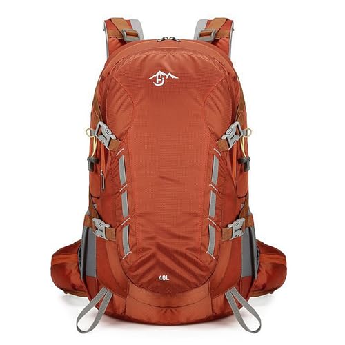 Long Keeper 40L Hiking Backpack Camping Daypack with Waterproof Rain Cover Lightweight Outdoor Sport Travel Backpack Rucksack (Orange) - color: Orange