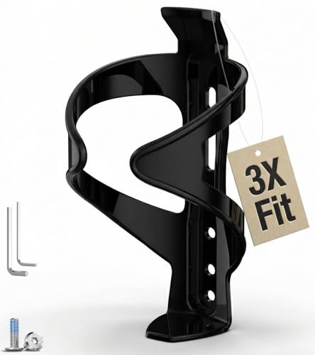 MYFOREST Substantial Weighted Bike Water Bottle Holder Kit, Optimized Size for High-End Metal Bottles Like CamelBak, Universal Fit Too, 3 Adjustable Mounting Positions, with Tools (Solid Black) - color: Solid Black