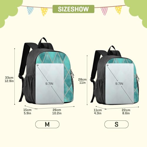 Lightweight Waterproof Backpack with Teal Watercolor Geometric Plaid Design - Durable Travel Daypack for Everyday Use#321