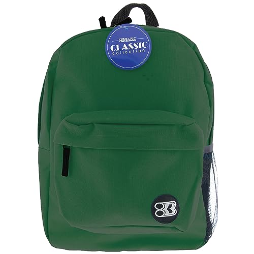 BAZIC 1053 Classic Backpack, Green, 17" - color: Green, size: 17"