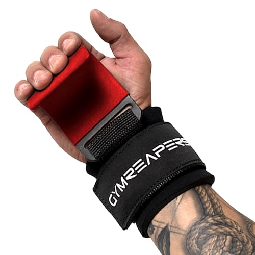 Gymreapers Weight Lifting Hooks (Pair), Heavy Duty Power Wrist Straps Hand Grip Support For Deadlifts, Pull Ups, Shrugs - Gym Gloves For Men and Women - color: Red