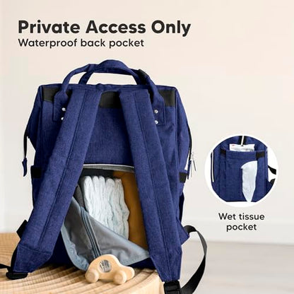 KeaBabies Baby Diaper Bag Backpack - Large Baby Bag for Boys, Girls, Waterproof Multi Function Travel Diaper Backpack with Changing Pad, Durable Travel Essentials for Moms and Dads (Marine Blue) - color: Marine Blue