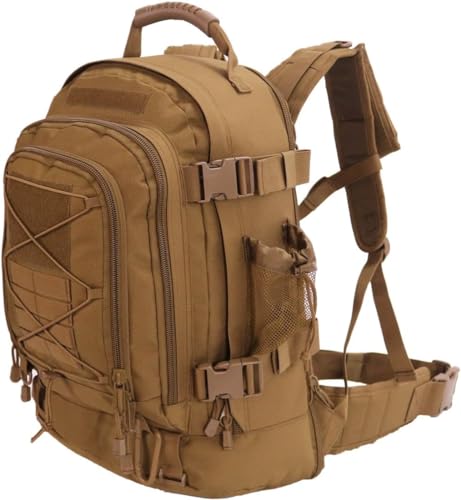 Expandable 40-64L Military Tactical Backpack 3 Day Bag Hiking Gym Sport Camping - color: Tan