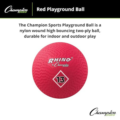 Champion Sports Playground Ball – Durable High-Bounce Ball, Sizes 5", 6", 7", 10", 13" & 16" for Gym, Recess & Play - style: 13" Diameter