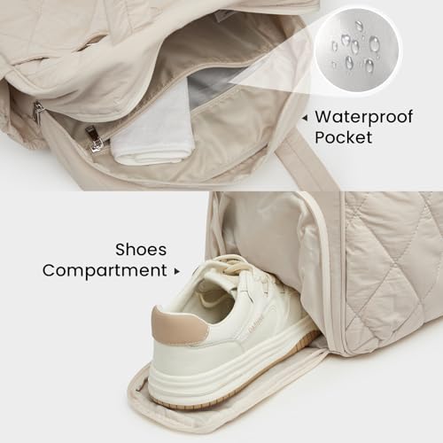 G4Free Pickleball Bag, Pickleball Backpack for Men and Women, Tote with Shoe Compartment and Waterproof Pocket - color: Beige