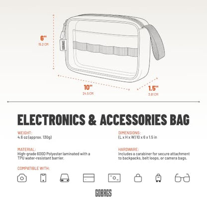 GOBAGS NEO Production Zipper Bags - Electronics & Camera Accessories Bag - Cable organizer, Gear Accessory Pouch, Travel Camera Essentials (Small, Black) - size: Small