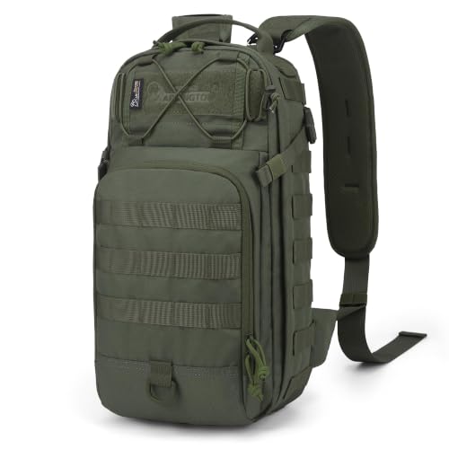 Mardingtop Small Tactical Backpack,Molle Military Rucksack Daypack for Hiking Traveling,15L Sling bag，Crossbody Bag for men - color: Ranger Green-15l