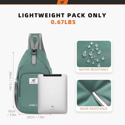 SKYSPER Sling Bag RFID Crossbody Sling Backpack Cross Body Shoulder Bag Travel Hiking Daypack for Women Men(Green) - color: Green
