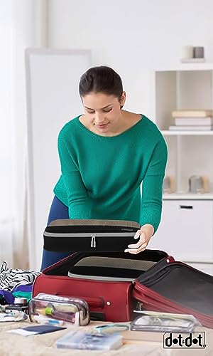Dot&Dot Large Packing Cubes for Travel - Durable Mesh & Honeycomb Fabric Suitcase Organizer with Zipper Closure, Lightweight Expandable Clothes Bags for Carry On Luggage, 4 Pack Set - color: 4pc Black - Large
