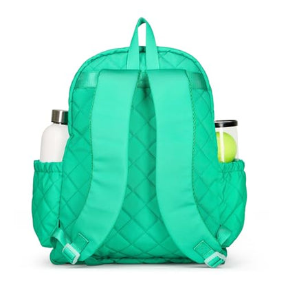 Ame & Lulu Game On Tennis Backpack - Contains Padded & Adjustable Straps - Two Exterior Water Bottle Pockets - color: Jade