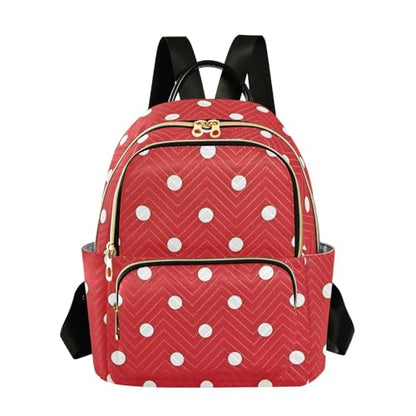 susiyo Red White Polka Dot Print Backpack for Women Red White 10L Bag Classic Ladies Backpacks Travel Casual Daypack - color: Red White, size: Small