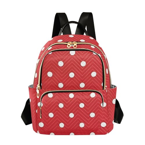 susiyo Red White Polka Dot Print Backpack for Women Red White 10L Bag Classic Ladies Backpacks Travel Casual Daypack - color: Red White, size: Small