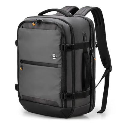 Swissdigital Design Travel Backpack 43L with USB Charging Port Laptop Backpack,TSA Friendly Flight Approved Carry-on Luggage Hand,Business Rucksack Fits 17 Inch Laptop Grey | SD1748-02 - color: Grey