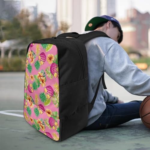 18.5in Basketball Backpack Basketball Bag with Shoe Compartment & Ball Holder, Waterproof Bag for Soccer Volleyball - color: Summer Pineapple Floral Print