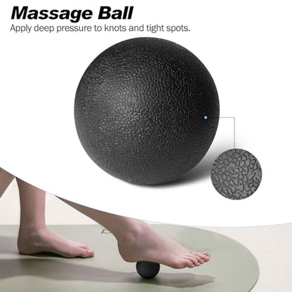 JOYENERGY 5 in 1 Foam Roller Set Trigger Point Foam Roller, Massage Roller Stick, Massage Ball, Stretching Strap for Deep Muscle Massage Pilates Yoga, Fitness Exercise for Whole Body (Black Diamond) - color: Black Diamond