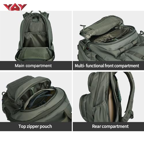 vAv YAKEDA 500D NylonTactical Military Backpack for Men,Fit 12.6-15.6 inches Laptop, Daily Bag for Hiking,hunting,running (Green) - color: Green