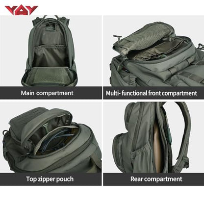 vAv YAKEDA 500D NylonTactical Military Backpack for Men,Fit 12.6-15.6 inches Laptop, Daily Bag for Hiking,hunting,running (Green) - color: Green