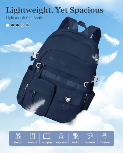 weradar High School Backpack For Women Men,Aesthetic College Backpack With Lots of Pockets,Lightweight Middle School Bag For Teens Girls Boys,Cute Bookbag(Blue) - color: A5- Blue