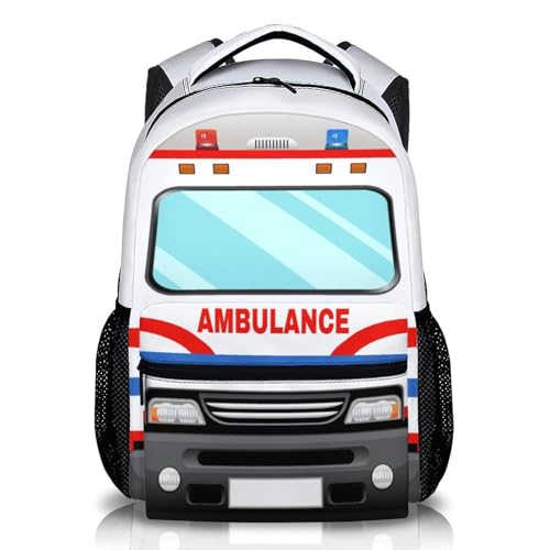 School Backpack for Kids Boys, 17" Ambulance Backpacks for Kindergarten Preschool Primary, Cool Schoolbag Gifts for Car Lovers, Large Capacity Truck Bookbag for Children Students - color: Color 16