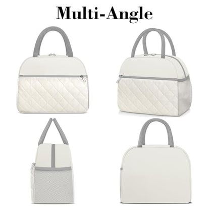 Coobiiya Lunch Box Lunch Bag for Women Men,Reusable Cute Lunch Pail bag - color: Embroidered White