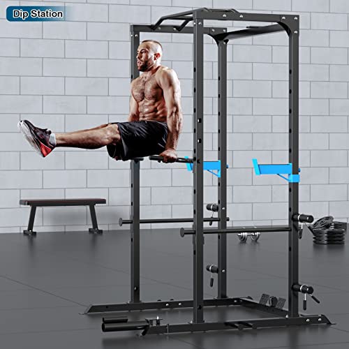 ULTRA FUEGO Power Cage, Multi-Functional Power Rack with J-Hooks, Dip Handles, Landmine Attachment and Optional Cable Pulley System for Home Gym - size: Power Cage Only