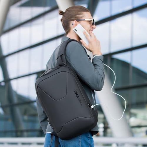 BANGE Anti-Theft Business Laptop Backpack, 15.6 Inch Lock Travel Backpack, Water-resistant Zippers with USB Charging Port, 16L Computer Bag for Men & Women