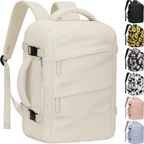 Tenot Large Travel Backpack for Women Personal Item for Airlines17 Inch Laptop Backpack College Business Work Weekender Hiking Travel Essentials Womens Travel Backpack Beige - color: Beige, size: X-Large-17 Inch