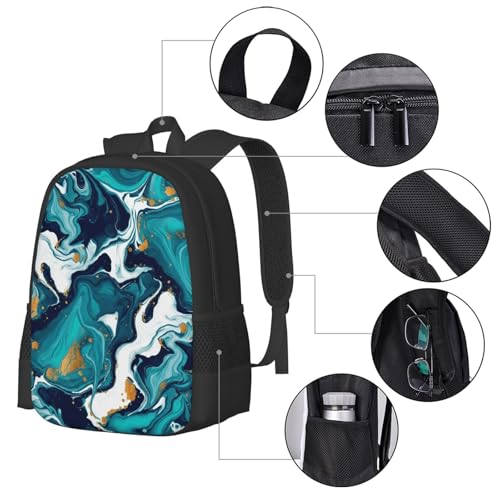 Ergonomic Padded Backpack Teal Turquoise Tie Dye, Anti Theft Spacious Travel Daypack Sturdy Polyester Bag for Commute Gym Outdoor Leisure Use - color: Design (575)