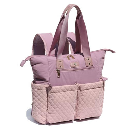 ESVAN Diaper Tote Bag Totepack Backpack 2 in 1 for Women Multifunctional Large Capacity with Insulated Pockets Travel | Multifunctional - color: Pink Purple