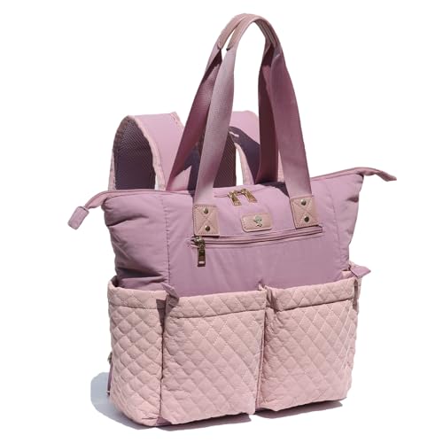 ESVAN Diaper Tote Bag Totepack Backpack 2 in 1 for Women Multifunctional Large Capacity with Insulated Pockets Travel | Multifunctional - color: Pink Purple