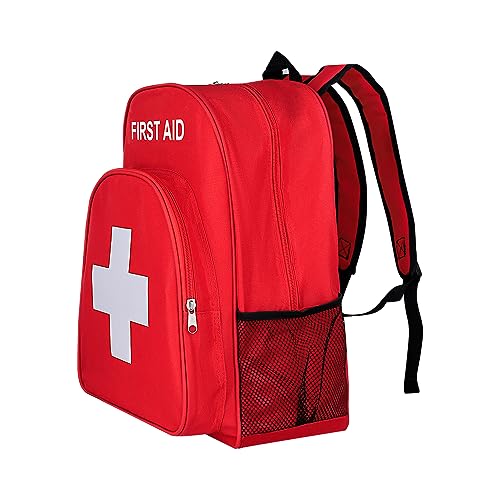 First Aid Bags Empty First Aid Backpack Empty Medical Storage Bag for First Aid Kits Pack Emergency Hiking Backpacking Camping Cycling Riding Climbing Travel Car - color: Red