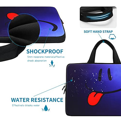 icolor Smile 14 15 15.4 15.6 inch Laptop Handle bag Computer Protect Case Pouch Holder Notebook Sleeve Neoprene Cover Soft Carring Travel Case for Dell Lenovo Toshiba HP Chromebook ASUS Acer ICB-05 - color: Blue Smile