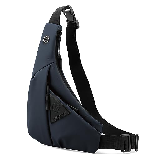 Small Sling Crossbody Bag for Men, Lightweight Anti-theft One Strap Casual Chest Bag Slim Backpack for Outdoor Walking Trip Hiking Biking Navy Blue - color: Navy Blue