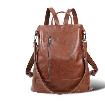 Women Backpack Purse PU Leather Anti-theft Casual Shoulder Bag Fashion Ladies Satchel Bags - color: Tortoiseshell Brown, size: Medium