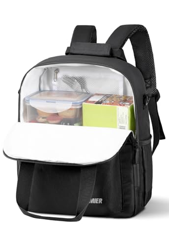 MIER Small 16L Insulated Cooler Backpack with Removable Divider, Lightweight Soft Wine Cooler Bag for Beach Travel Work Picnics Camping, Portable Lunch Backpack for Men Women, Black - color: Black