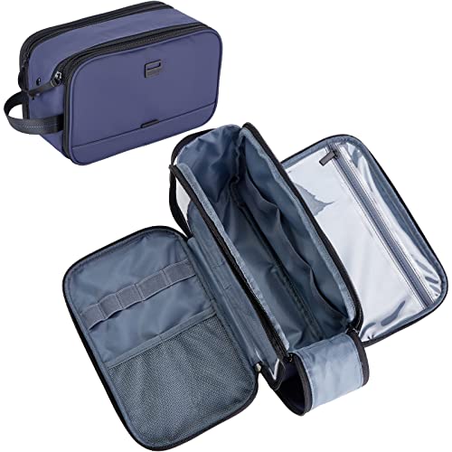 ZEEMO Travel Toiletry Bag for Men, Medium Water-Resistant Double-Sided Full-Open Dopp Kit, Versatile Organizer for Shower and Hygiene Accessories, Bathroom Essentials, Cosmetics, Blue | double-sided storage and water-resistant fabric for travel essentials